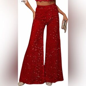 Sequin Flared Red Pants